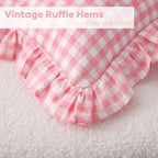 2 Pack Coral Pink Gingham Lumbar Throw Pillow Shams 12''x20'' - Image 5