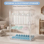 Baby Bottle Organizer, 3 Tiers Adjustable Clear Acrylic Bottles Storage Station - Image 7