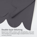 100% Cotton Scallop Edge Crib Bed Skirt, 4-Sided Soft Breathable Cotton Bedding - Image 4