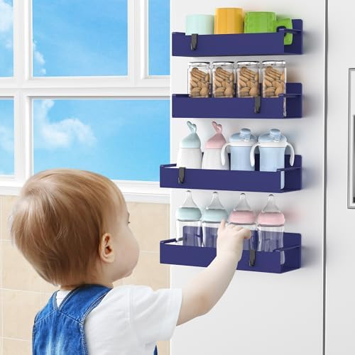 HuggieGems 4 Pack Dark Blue Magnetic Spice Rack Organizer - Image 7