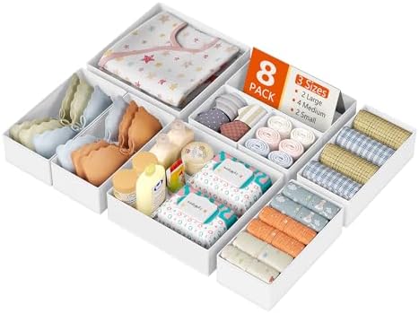 DIMJ Drawer Organizer Clothes, 8 Pack Dresser Organizer, Foldable Closet by DiMJ