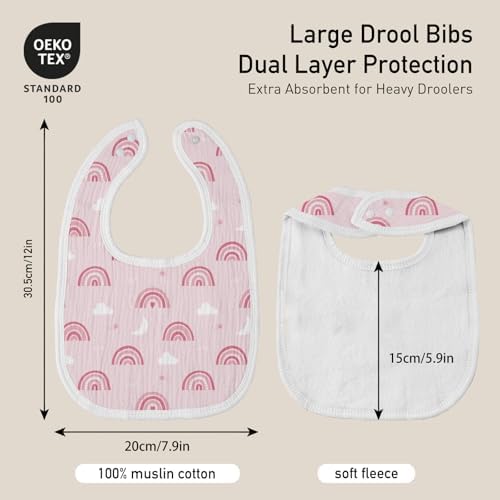 Muslin Bibs for Baby Girl, Adjustable Fit for Drooling and Teething Toddler - Image 4