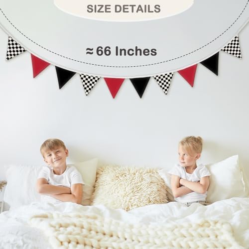 Boys Room Checkered Flag Banner 5.5Ft, Cars Room Decor - Image 5