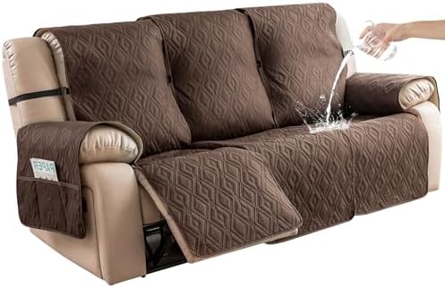 Genina Waterproof Reclining Couch Cover 3 Seat, Recliner Sofa Covers Non-Slip by Genina