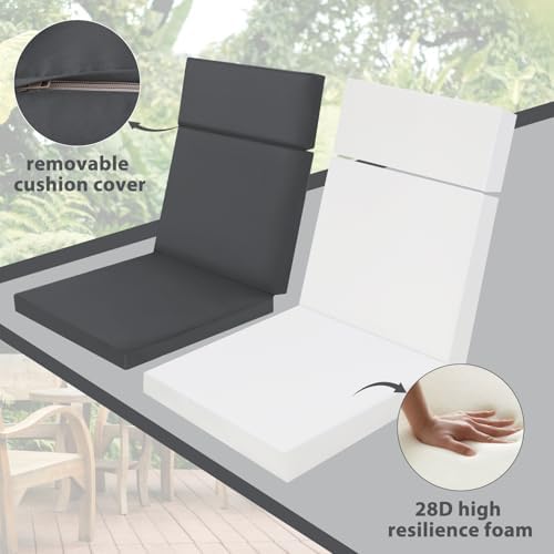 Favoyard Waterproof Outdoor Chair Cushion, Dark Grey - Image 5