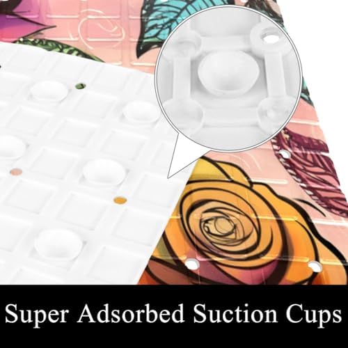 Shower Mat Non Slip 26.8 x 15.1 Inches, Roses Bathtub Mat Shower Stall Mats - Image 3