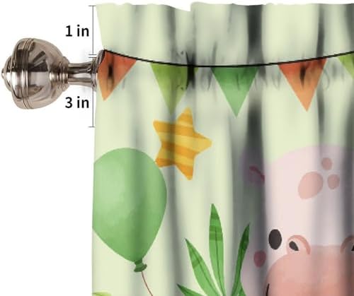 Baby Safari Animals Curtins Valance, Cartoon Woodland Animals Giraffe Elephant - Image 3