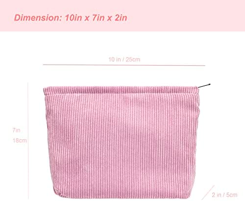 PAZIMIIK Makeup Bag Large Zipper Corduroy Make Up Pouch - Image 2