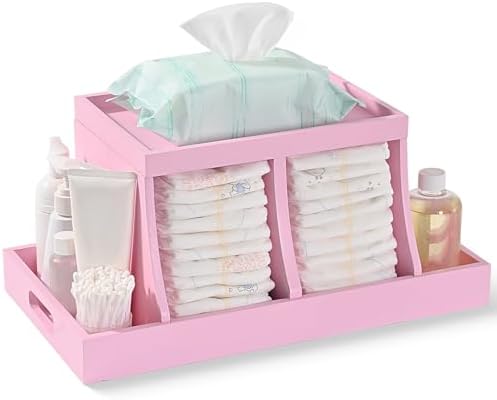 Three colors Diaper Organizer, Wooden Diaper Caddy Organizer, Changing Table by THREECOLORS