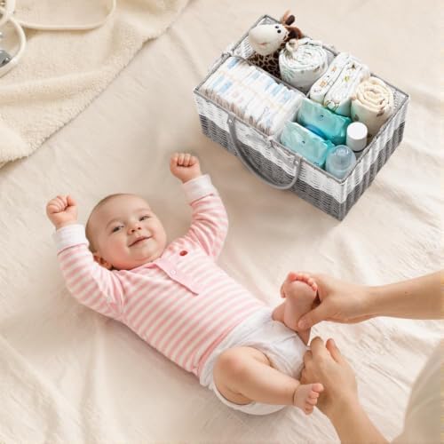 HBlife Large Baby Diaper Caddy Organizer, Paper Rope Storage Baskets Nursery Bin - Image 6