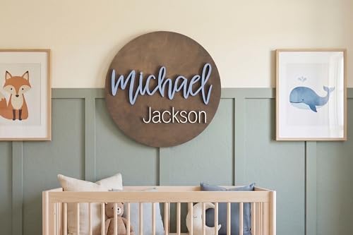 Custom Round Nursery Name Sign, Personalized 3D Baby Name Announcement Sign - Image 2
