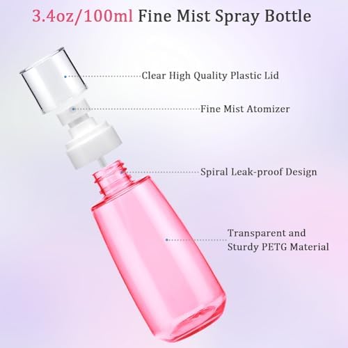 Cosywell Fine Mist Spray Bottle 3.4oz/ 100ml Empty Cosmetic Refillable Travel - Image 3