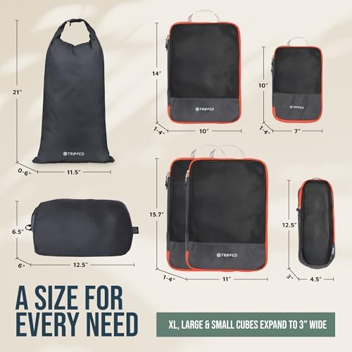 TRIPPED Travel Gear Large Compression Packing Cubes 7-Piece Set - Image 4
