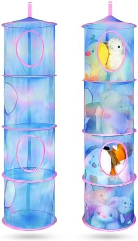 Basumee Hanging Stuffed Animals Storage, 2 Pack Mesh Plush Storage by Basumee