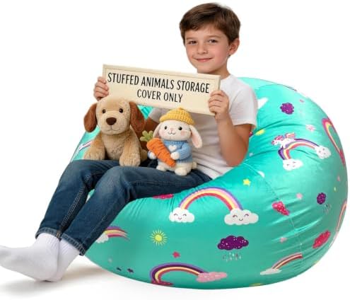 Lukeight Stuffed Animal Storage Bean Bag Chair Cover by Lukeight