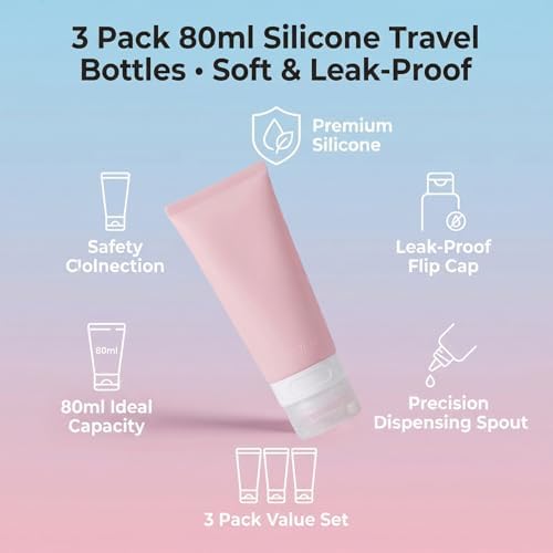 3PCS Empty Refillable Pink Soft Silicon Squeeze Tube Portable Travel Bottle - Image 3