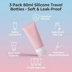 3PCS Empty Refillable Pink Soft Silicon Squeeze Tube Portable Travel Bottle - Image 3