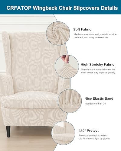 CRFATOP Wingback Chair Covers Wing Armchair Slipcovers - Image 3