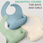 Cuddle Campus Set of 3 Silicone Bibs, Soft Adjustable Bibs - Image 6