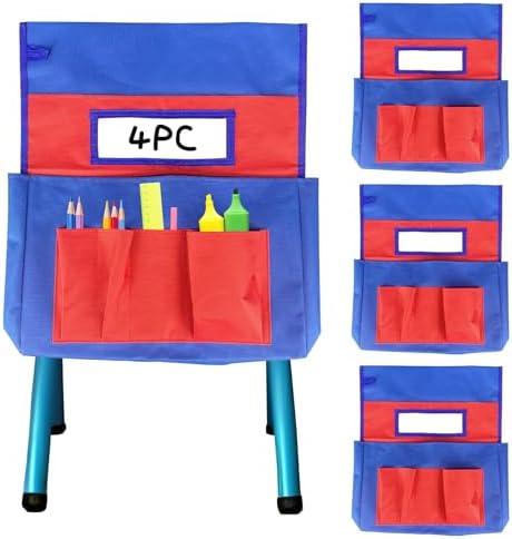 4 Pack Chair Pockets for Classrooms, 17.2"x19" Seat Sacks for Classroom Chairs by Unknown