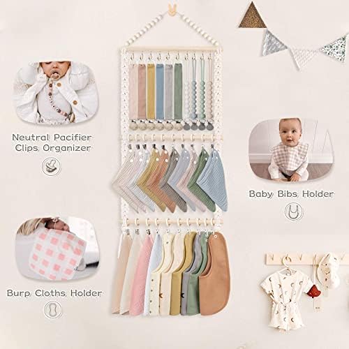 POVETIRE Pacifier Clip Holder Baby Bibs Organizer Burp Cloth Storage - Image 5