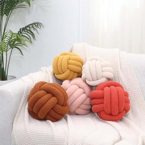 Petrella Grapefruit Knot Pillow Ball, 13 Inch Round Decorative Throw Pillow - Image 7