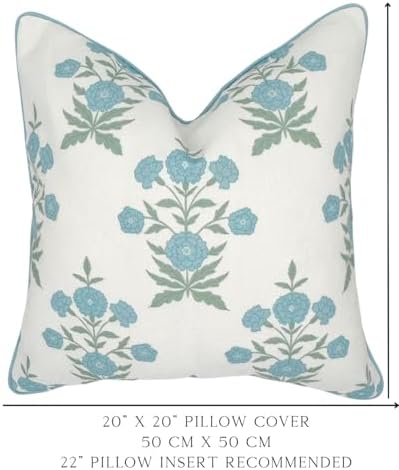 Jillien Harbor Amelia 20" x 20" Floral Throw Pillow Cover Blockprint 50 cm x 50 - Image 2