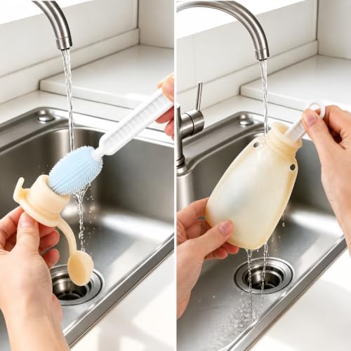 PandaEar Reusable Silicone Baby Food Pouches, 4 Pack Squeeze Pouches - Image 5
