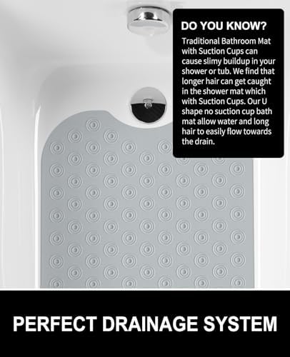 OTHWAY Reverse Suction Cup Bath Mat: 39x16 inch Extra Long Bathmat│Perfect - Image 6