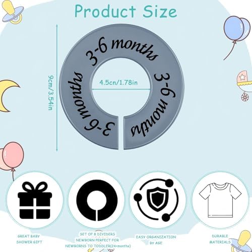 8 Pcs Infant Closet Dividers Nursery, Earth Stone Color - Image 2
