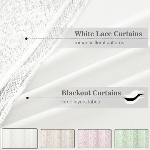 ASPMIZ White Blackout Curtains for Bedroom Double Layer Curtains 52x84 - Image 3