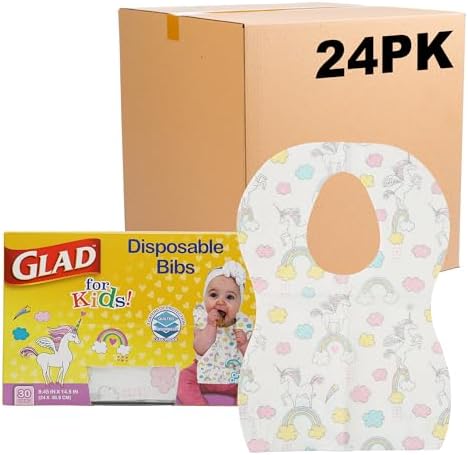 Glad for Kids Disposable Paper Bibs & Crumb Catcher, 30 Ct by GladTrashFoodStorage