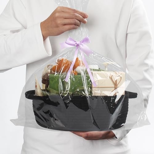 MEGASKET Black Woven Basket, 13” x 9” x 5” Cute Dog Toy Basket, Soft Cotton - Image 5