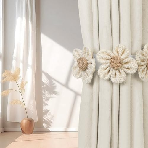 KLOGTSIND Flower Curtain Tiebacks, Decorative Curtain Holdbacks No Drill - Image 6