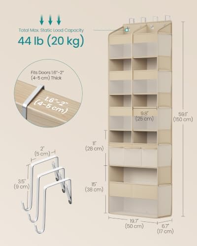 SONGMICS Over-the-Door Organizer, 5 Tier Extra Large of 9 Compartments - Image 4
