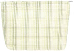 Flat Makeup Bag for Women, Zipper Cosmetic Pouch for Purse, Plaid Green by PAZIMIIK