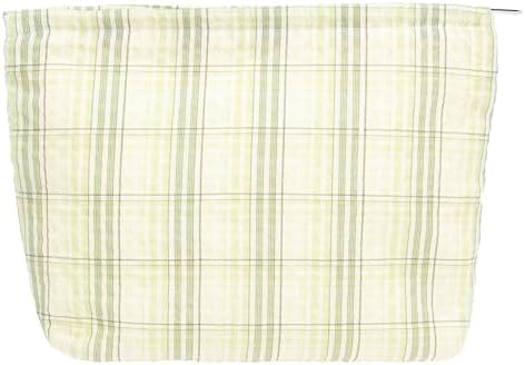 Flat Makeup Bag for Women, Zipper Cosmetic Pouch for Purse, Plaid Green by PAZIMIIK