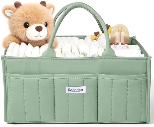 Quilted Diaper Caddy Organizer, Nursery Storage Basket by Unknown