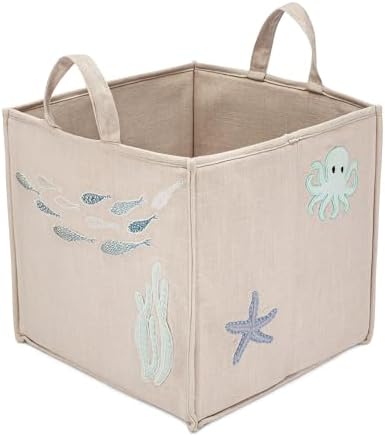 Crane Baby Fabric Nursery Storage Basket, Toy Storage, Sea Life Theme, Toy by CraneBaby