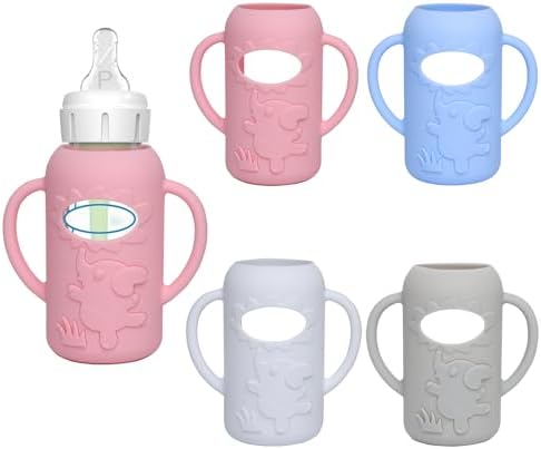 4 Pack Silicone Sleeves for Dr. Brown's Glass Baby Bottles -Drop Protection by WAJIAYON