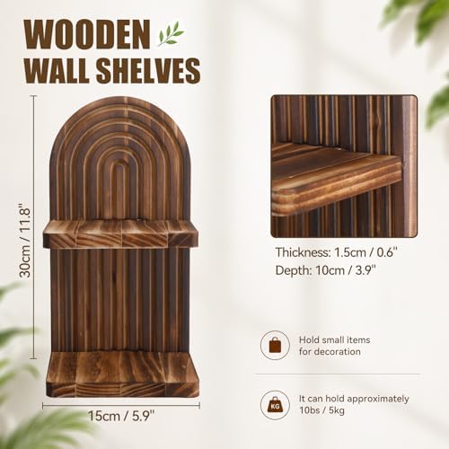 Artilady Shelf Boho Wall Decor, Solid Wood Mid-Century Shelves - Image 2