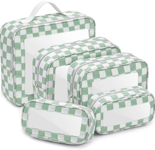Thinkday 5 Pcs Diaper Bag Organizer Pouch Set Clear Makeup Bag, Mint Green by Thinkday