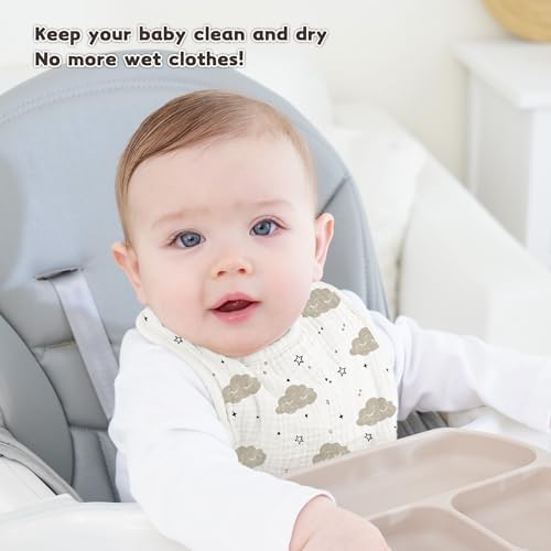 Susurration Muslin Baby Drool Bibs 10Pack Soft Square Adjustable Bandana Bibs - Image 5