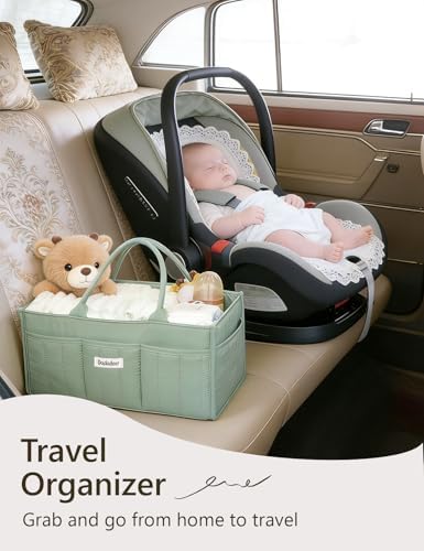 Quilted Diaper Caddy Organizer, Nursery Storage Basket - Image 5