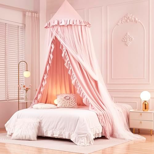 Mengersi Bed Canopy for Girls, Princess Round Dome Canopy Bed Curtains-Dreamy by Mengersi