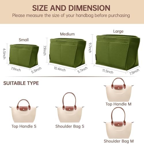 OPPOSHE Purse Organizer Insert for Longchamp Le Pliage, Premium Felt Long Champ - Image 2