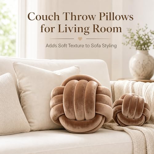 Petrella Coffee Brown Knot Pillow Ball, 8 Inch Decorative Pillow - Image 6