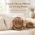 Petrella Coffee Brown Knot Pillow Ball, 8 Inch Decorative Pillow - Image 6