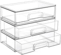 Vtopmart 12.1''W Clear Stackable Storage Drawers, 3 Pack Acrylic Plastic by Vtopmart
