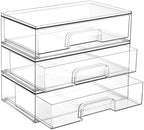 Vtopmart 12.1''W Clear Stackable Storage Drawers, 3 Pack Acrylic Plastic by Vtopmart